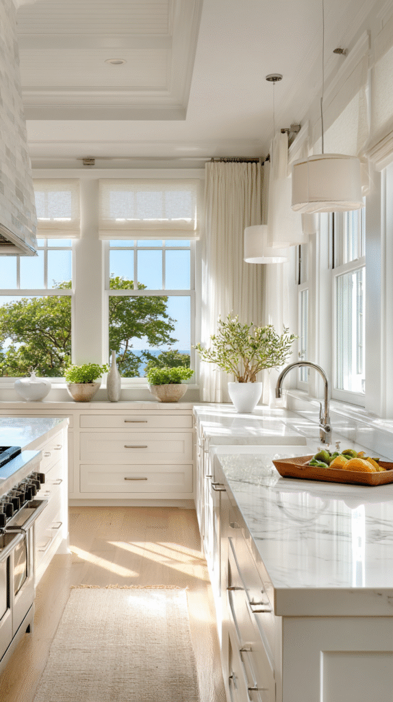 bright modern kitchen flooded with natural