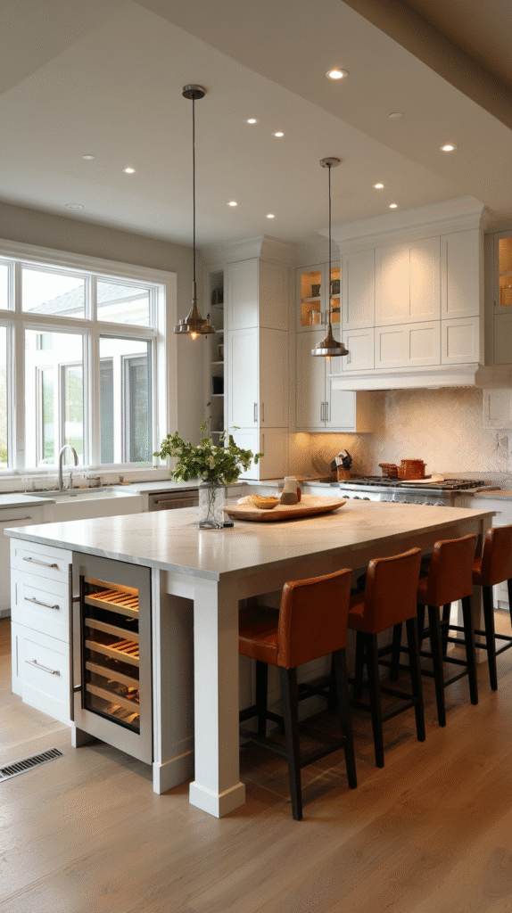 large multi functional kitchen island featuring
