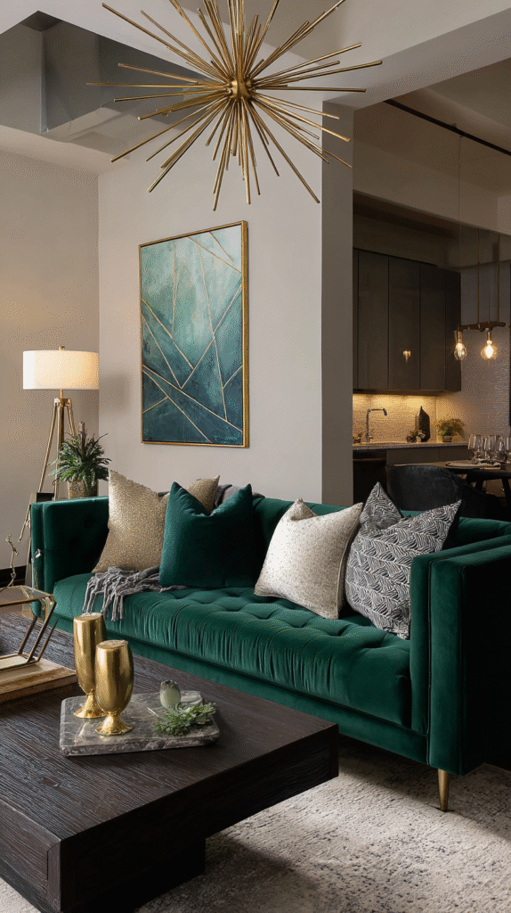 u9977724242 cozy living space with emerald green velvet sofa c6a359c7 8913 4b07 b901 a77c3012b88d 1