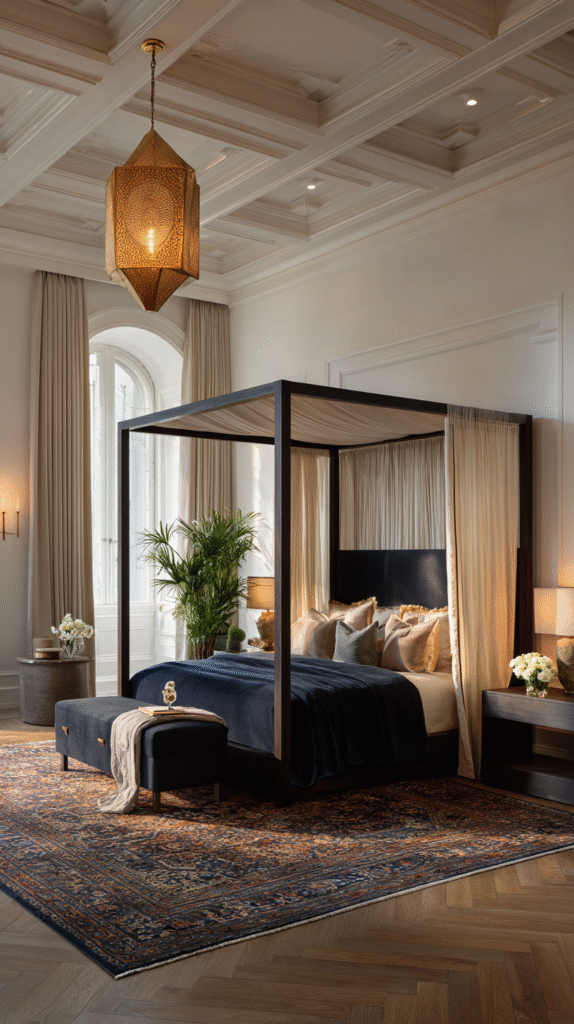u9977724242 elegant bedroom with navy four poster bed white w ab6033b0 13ca 44b2 bb8d a5d8ff617da5 2