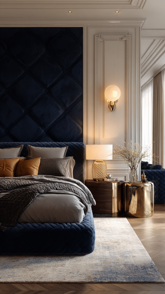u9977724242 luxurious bedroom with navy blue velvet bed frame a8f932be c3ee 488e 98f2 d67774e390ec 0