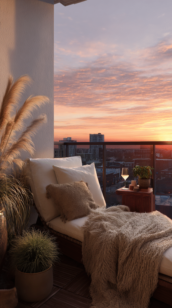 u9977724242 serene sunset balcony scene with comfortable loun 5a9538b7 994f 429d 8e26 73399f2e91b5 3