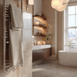 luxury bathroom with a sleek chrome towel