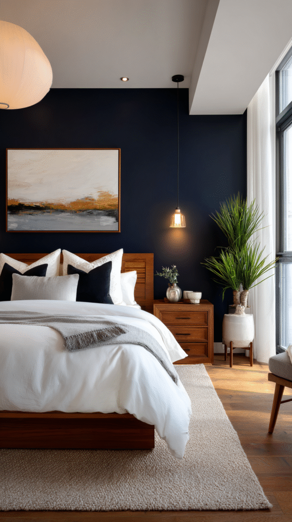 u9977724242 a modern cozy bedroom with a deep navy blue accen 78834191 d2c5 4e25 a3bf 366de7971557 2