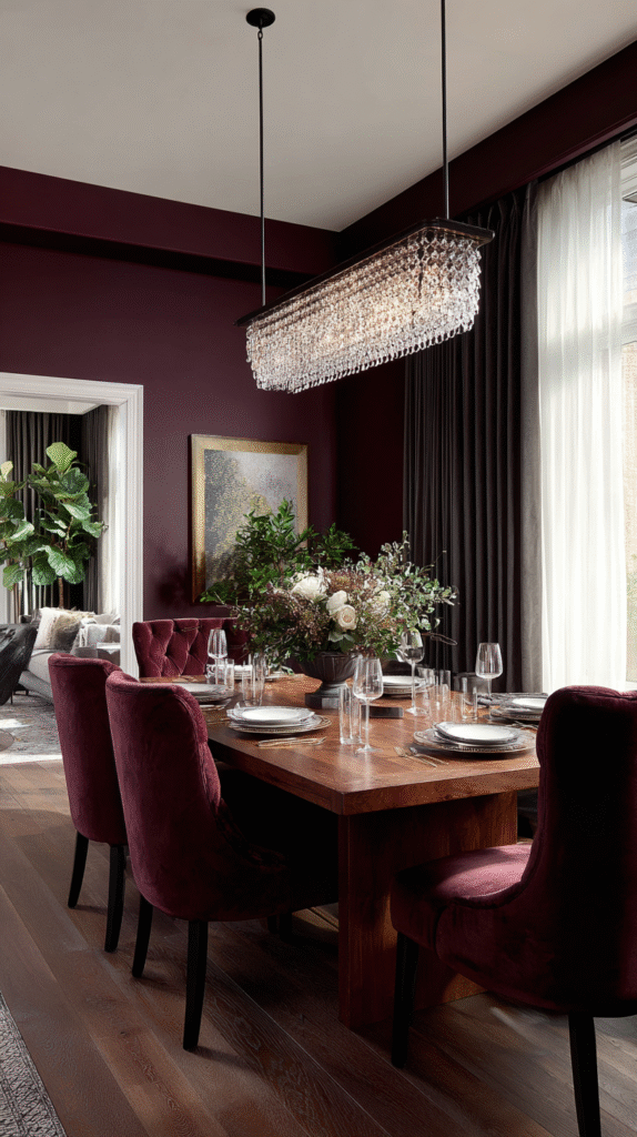 u9977724242 a sophisticated dining room with deep burgundy ac 3dc9801f 08d3 4ef9 9c1e fddc4c1a860e 3