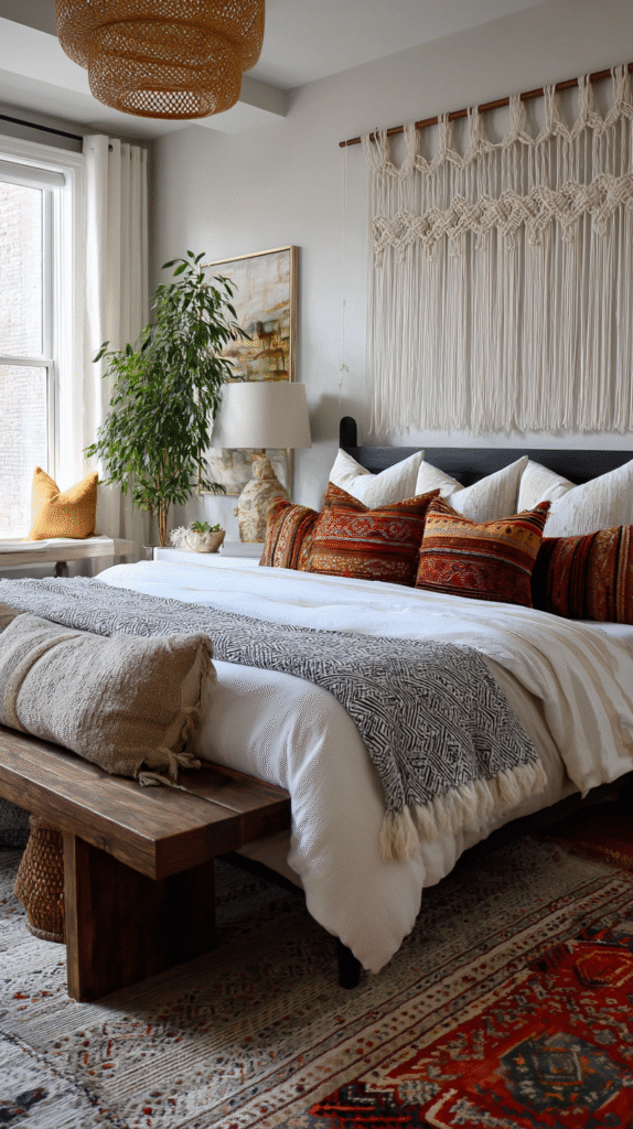 u9977724242 bohemian bedroom with layered textiles macram wal 751de7a6 492f 4a4a 90ae d86b711e53a5 3