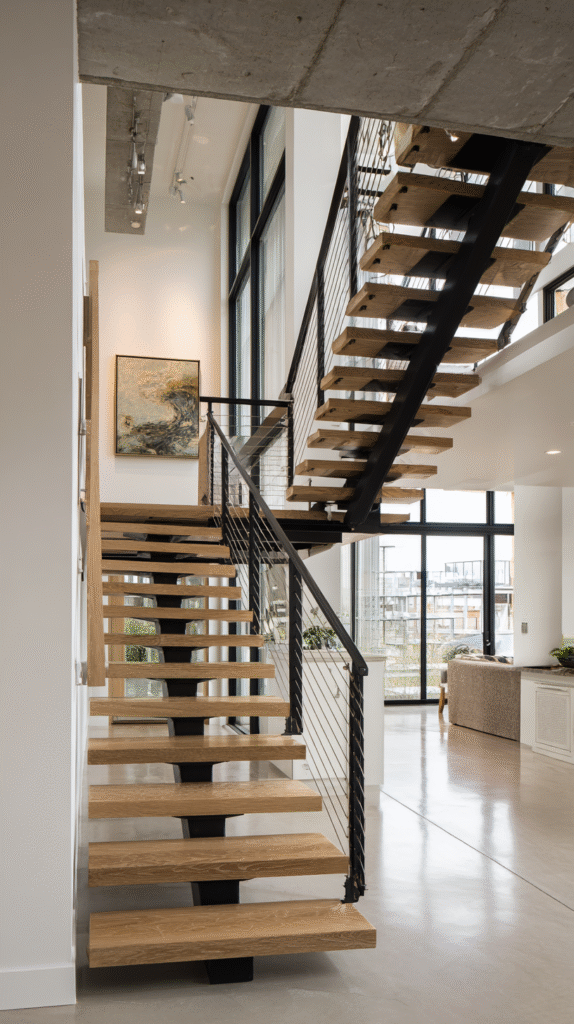 u9977724242 contemporary floating staircase with black steel 7c85c0a0 c4f9 45ef 8dcc 279209ab72ac 2