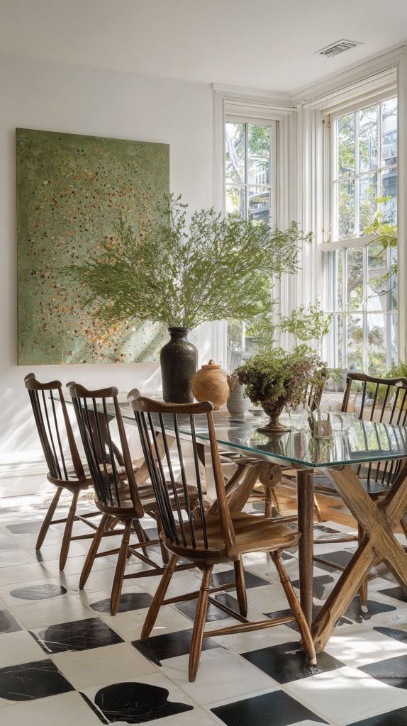 u9977724242 eclectic dining room with vintage wooden windsor 0d62c144 3bc7 4a63 9733 8eb9b3d04e55 0