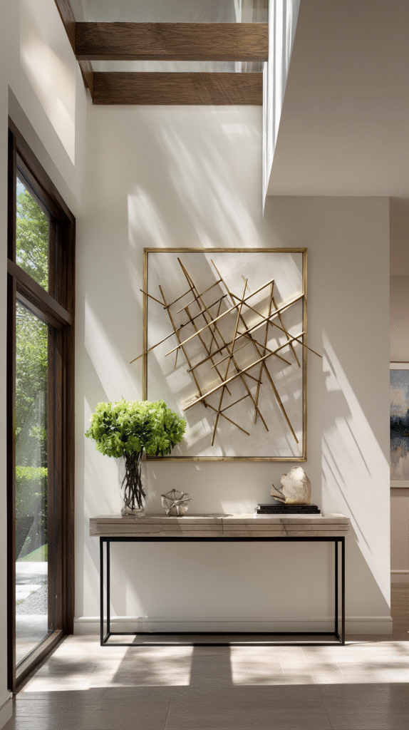 u9977724242 modern entryway featuring geometric metal wall sc fafd17b5 3d6f 4536 b084 43e65009af76 2