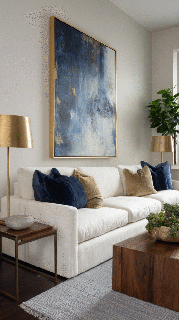 Modern living room with oversized abstract