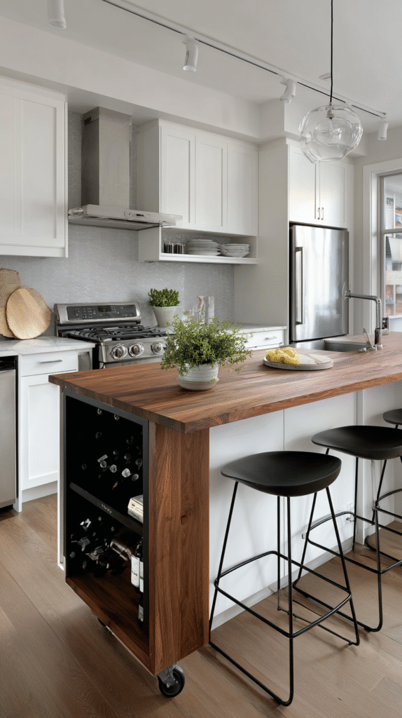 Small kitchen featuring compact butcher block
