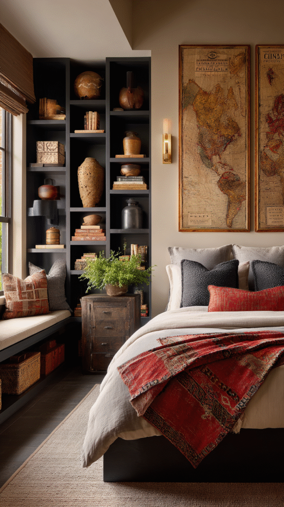 u9977724242 worldly bedroom with vintage travel posters globa c08a62bc a48f 4030 8873 62f8b95c1ba7 2