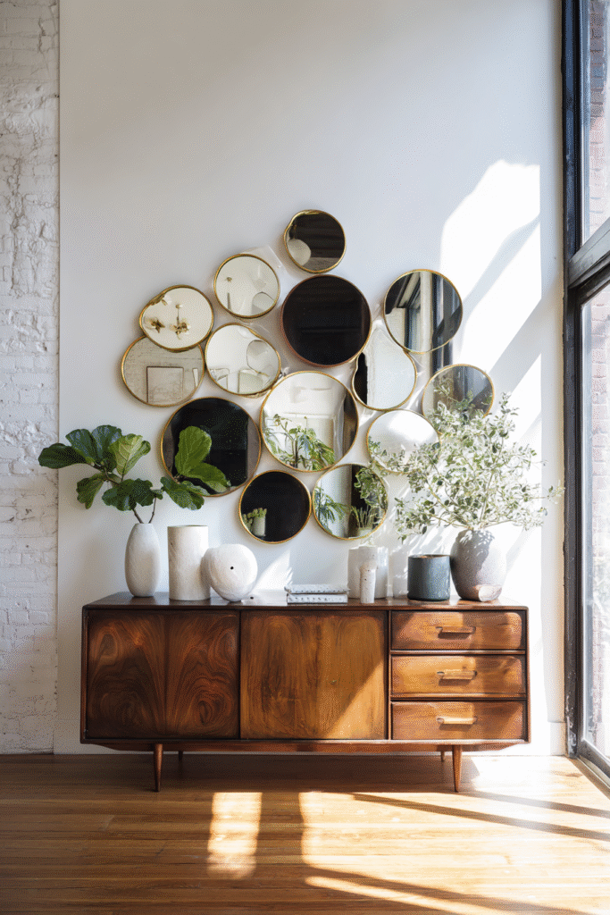 wall-art-for-living-room mirror cluster