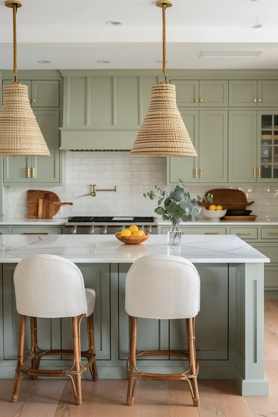 Kitchen Island V2 Marble Waterfall